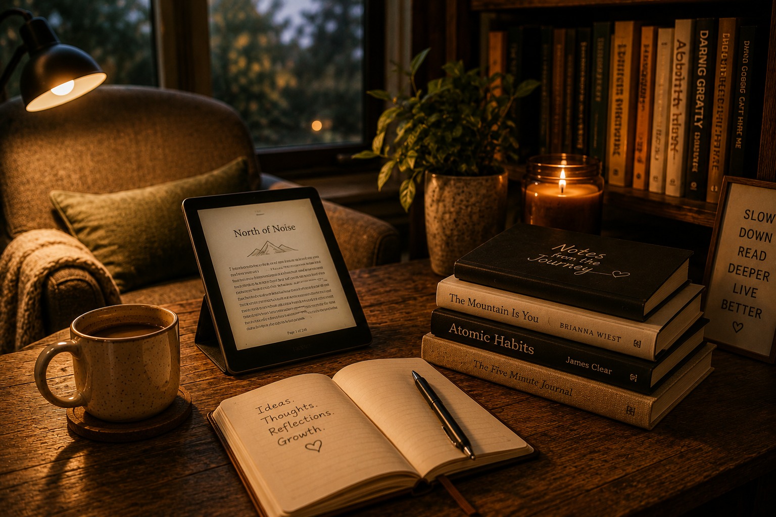 Notebook and reflective reading material